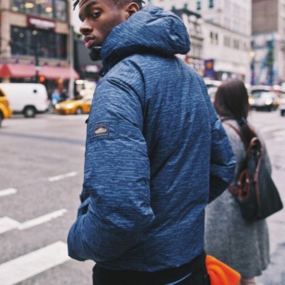Penfield Staple Hanford Down Detachable Hood Bomber Jacket Digicamo '15 Blue NEW - Picture 11 of 13